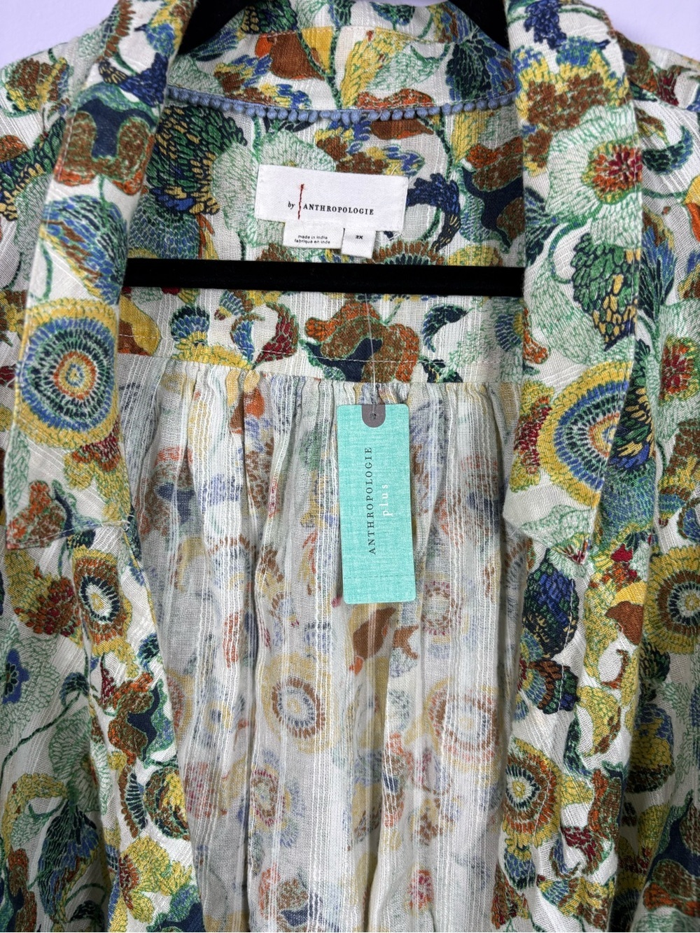 Anthropologie Multicolor Floral Wrap Blouse With Crop Bralette Top NWT 2X - Picture 14 of 16